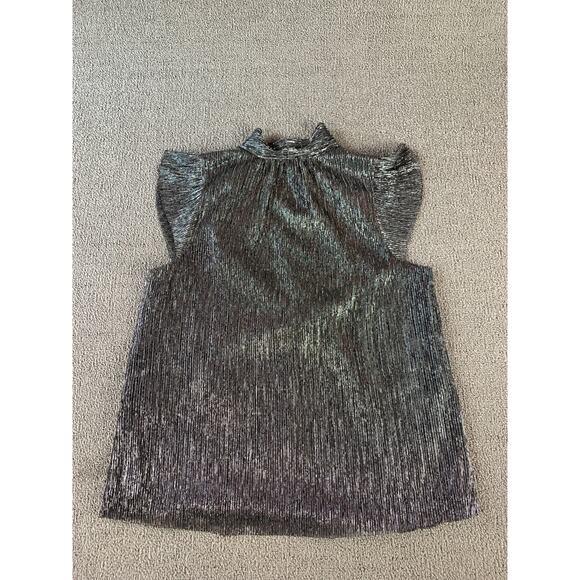 NWT Banana Republic Blouse Top Metallic Silver Gray Size XXS Petite - Picture 2 of 5